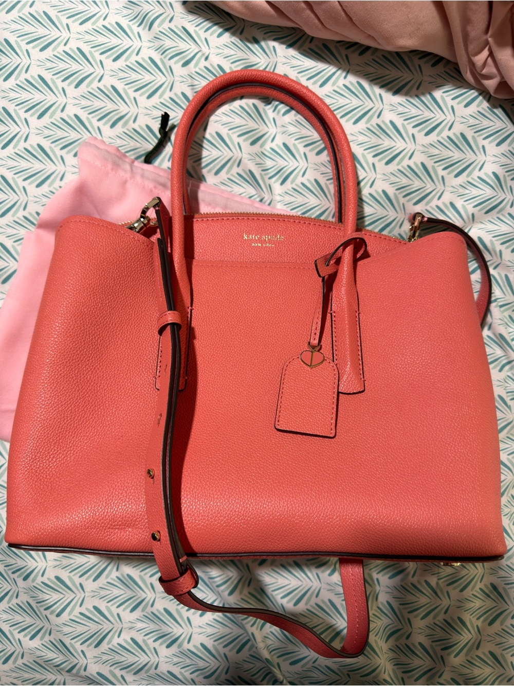 kate spade Coral Peachy Margaux Large Leather Satchel